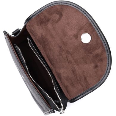 Стильная женская кожаная сумка с полукруглым клапаном Vintage 22259 Черная