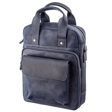 Стильна сумка під А4 вертикального формату в матовою шкірі 11170 SHVIGEL, Синя