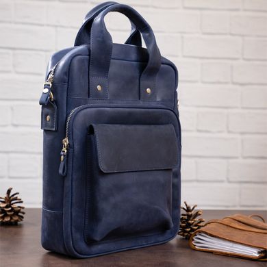 Стильная сумка под А4 вертикального формата в матовой коже 11170 SHVIGEL, Синяя