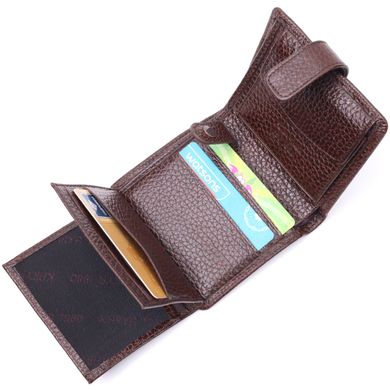 Стильний чоловічий гаманець із натуральної крупнозернистої шкіри KARYA 21373 Коричневий