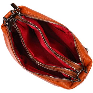 Замечательная сумка на три отделения из натуральной кожи 22138 Vintage Рыжая