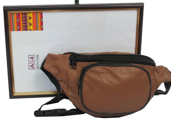 Шкіряна поясна сумка, бананка Cavaldi 903-353 cognac, коричнева
