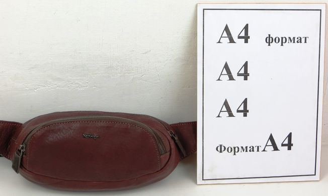 Кожаная сумка на пояс, бананка Mykhail Ikhtyar, Украина бордовая