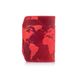 Удобный кожаный картхолдер красного цвета с художественным тиснением "7 wonders of the world"