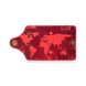 Удобный кожаный картхолдер красного цвета с художественным тиснением "7 wonders of the world"