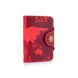 Зручний шкіряний Картхолдер червоного кольору з художнім тисненням "7 wonders of the world"