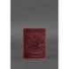 Натуральная кожаная обложка для паспорта с украинским гербом бордовая Blanknote BN-OP-UA-vin