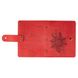 Червоний шкіряний Картхолдер на кобурною гвинті з авторським художнім тисненням "Mehendi Classic"