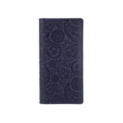 Синий кожаный бумажник с авторским тиснением, коллекция "Buta Art"