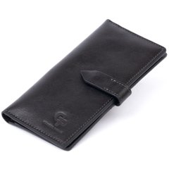 Вертикальний гаманець глянсовий Anet на кнопці GRANDE PELLE 11324 Чорний