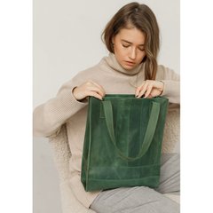 Натуральная кожаная женская сумка шоппер Бэтси зеленая Blanknote BN-BAG-10-iz