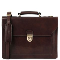 Кожаный портфель на 3 отделения от Tuscany TL141732 Cremona (Темно-коричневый)
