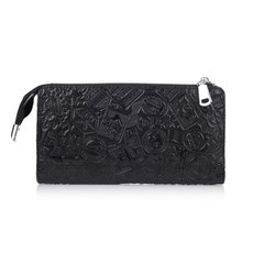 Зручний шкіряний гаманець на блискавці чорного кольору, колекція "Let's Go Travel"