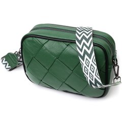 Интересная кожаная сумка с переплетами для стильных женщин Vintage 22410 Зеленая