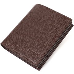 Компактный мужской бумажник из натуральной зернистой кожи без застежки BOND 21989 Коричневый