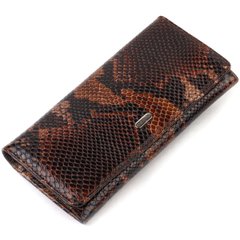 Лакований жіночий гаманець із фактурної натуральної шкіри з тисненням під змію CANPELLINI 21711 Коричневий