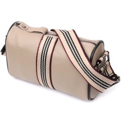 Уникальная сумка для женщин с акцентом посередине из натуральной кожи Vintage 22360 Бежевая