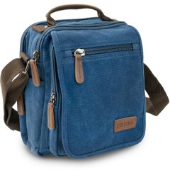 Универсальная текстильная мужская сумка на два отделения Vintage 20201 Синяя