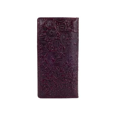 Темно фиолетовый кожаный бумажник на 14 карт, коллекция "Mehendi Art"