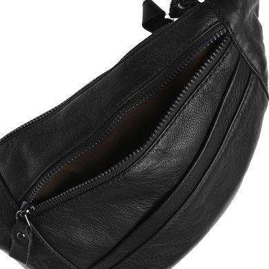 Чоловічий шкіряний рюкзак через плече Keizer K18807-black чорного кольору з регульованим ременем