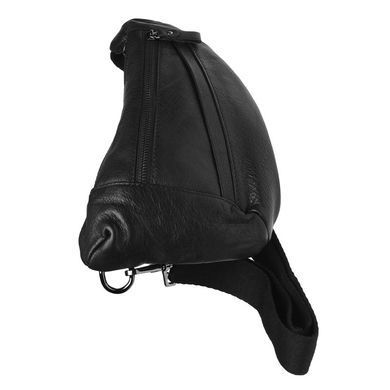 Чоловічий шкіряний рюкзак через плече Keizer K18807-black чорного кольору з регульованим ременем