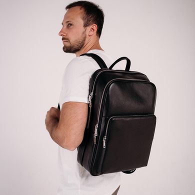 Мужской кожаный рюкзак для ноутбука на два отдела Tiding Bag NM11-184A Черный
