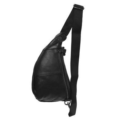 Чоловічий шкіряний рюкзак через плече Keizer K18807-black чорного кольору з регульованим ременем