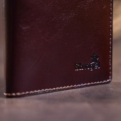 Бумажник мужской вертикальный на двух кнопках SHVIGEL 16193 Коричневый
