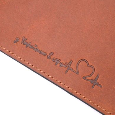 Эксклюзивная обложка на паспорт из винтажной кожи Сердце GRANDE PELLE 16726 Светло-коричневая