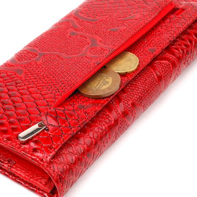 Яркий лакированный кошелек для женщин из натуральной фактурной кожи CANPELLINI 21610 Красный