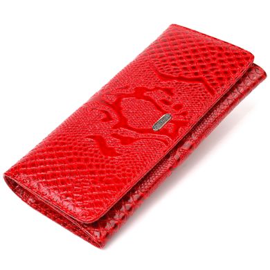 Яскравий лакований гаманець для жінок із натуральної фактурної шкіри CANPELLINI 21610 Червоний