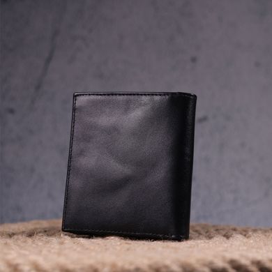 Класичний чоловічий гаманець з натуральної гладкої шкіри KARYA 21374 Чорний