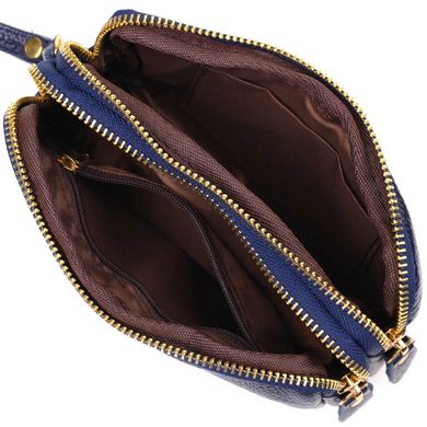 Компактний жіночий клатч на два відділення з натуральної шкіри 22089 Vintage Синій