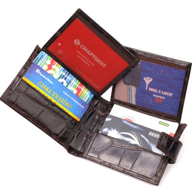 Чоловічий компактний гаманець із натуральної фактурної шкіри CANPELLINI 21509 Коричневий