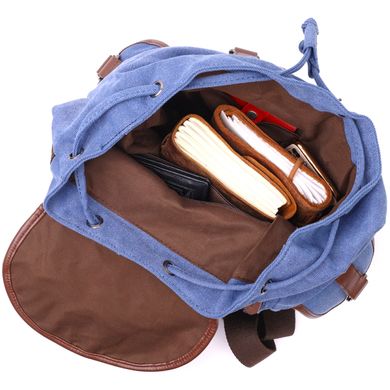 Надежный текстильный рюкзак что закрывается клапаном на магнит Vintage 22154 Синий