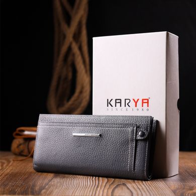 Надежный женский горизонтальный кошелек из натуральной кожи KARYA 21095 Серый