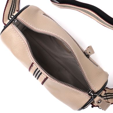 Уникальная сумка для женщин с акцентом посередине из натуральной кожи Vintage 22360 Бежевая