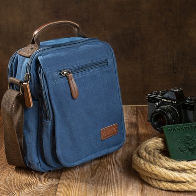 Універсальна текстильна чоловіча сумка на два відділення Vintage 20201 Синя