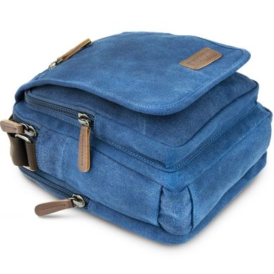 Універсальна текстильна чоловіча сумка на два відділення Vintage 20201 Синя