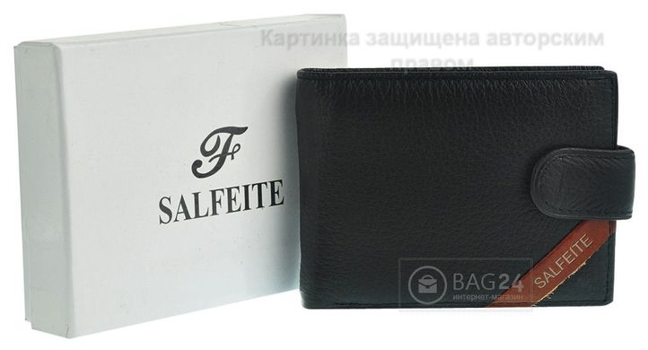 Недорогой кожаный мужской кошелек SALFEITE 13616, Черный