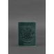 Натуральна шкіряна обкладинка для паспорта з українським гербом зелена Blanknote BN-OP-UA-iz
