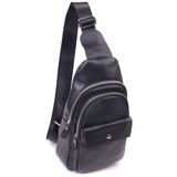Стильная мужская сумка слинг из натуральной зернистой кожи 21402 Vintage Черный фото