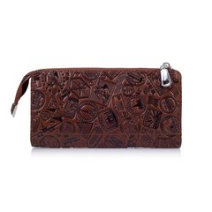 Зручний шкіряний гаманець на блискавці коньячного кольору, колекція "Let's Go Travel"
