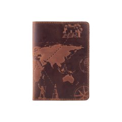 Обложка для паспорта с матовой натуральной кожи цвета глины с художественным тиснением