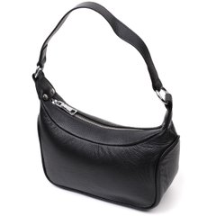 Аккуратная кожаная женская сумка полукруглого формата с одной ручкой Vintage 22411 Черная