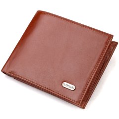 Надійний горизонтальний чоловічий гаманець середнього розміру з натуральної гладкої шкіри CANPELLINI 21862 Коричневий