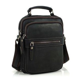 Мужской черный мессенджер с ручкой для переноски Tiding Bag JMD4-V-3088A. Черный
