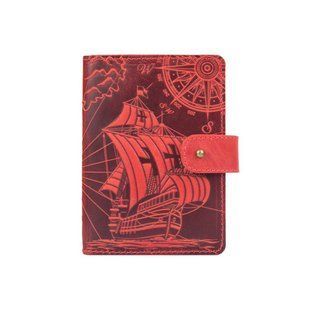 Кожаное портмоне для паспорта / ID документов HiArt PB-03S/1 Shabby Red Berry "Discoveries"