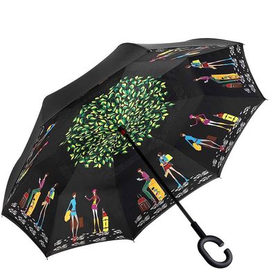 Зонт-трость обратного сложения механический женский ART RAIN (АРТ РЕЙН) ZAR11989-8 Черный