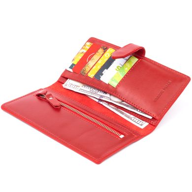 Вертикальний жіночий гаманець глянсовий Anet на кнопці GRANDE PELLE 11325 Червоний